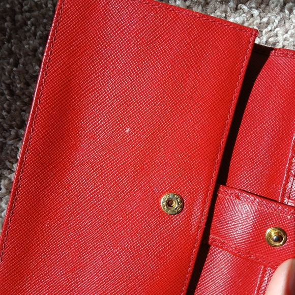 PRADA Red Saffiano Leather Trifold Continental Wallet - Picture 8 of 14